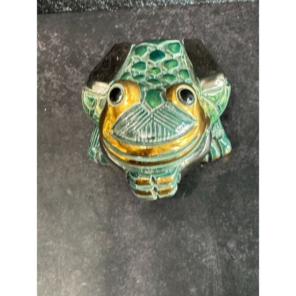 Vintage DeRosa Artesania Rinconada Frog Figurine #713 14K Gold & Platinum Trim C - Picture 3 of 9